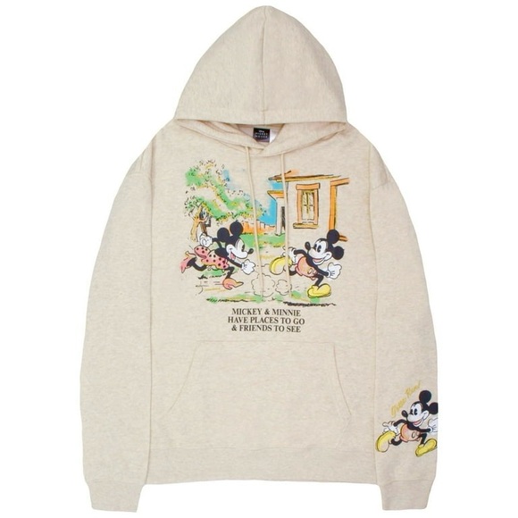 Disney Tops - Disney Mickey & Minnie "Places to Go, Friends to See" Hoodie - Heather Beige